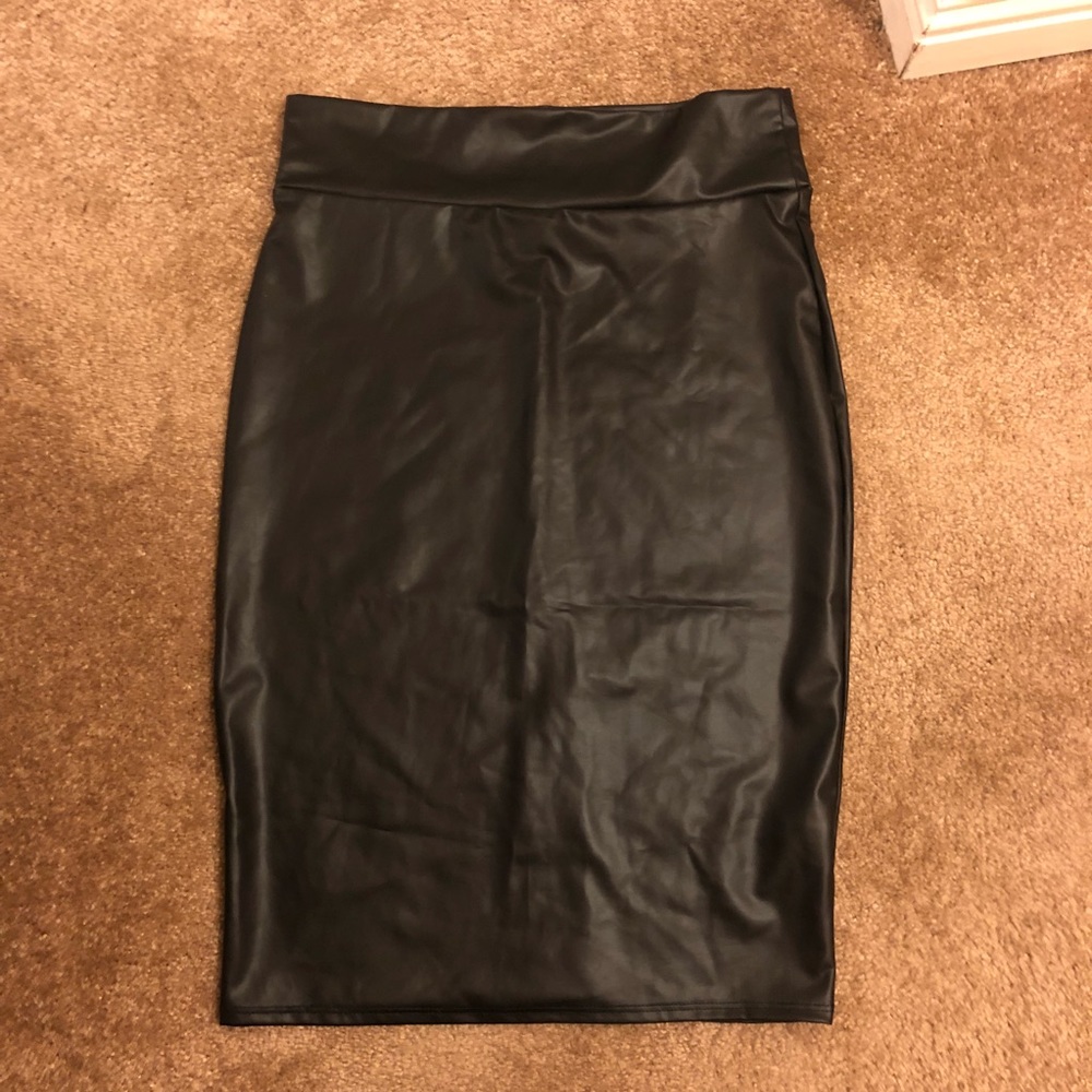 Pleather Midi Skirt
